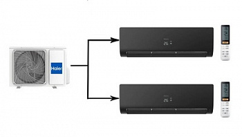 Мульти сплит-система на 2 комнаты Haier Flexis Super Match 2U50S2SM1FA-3/AS25S2SF2FA-B/AS35S2SF2FA-B с установкой